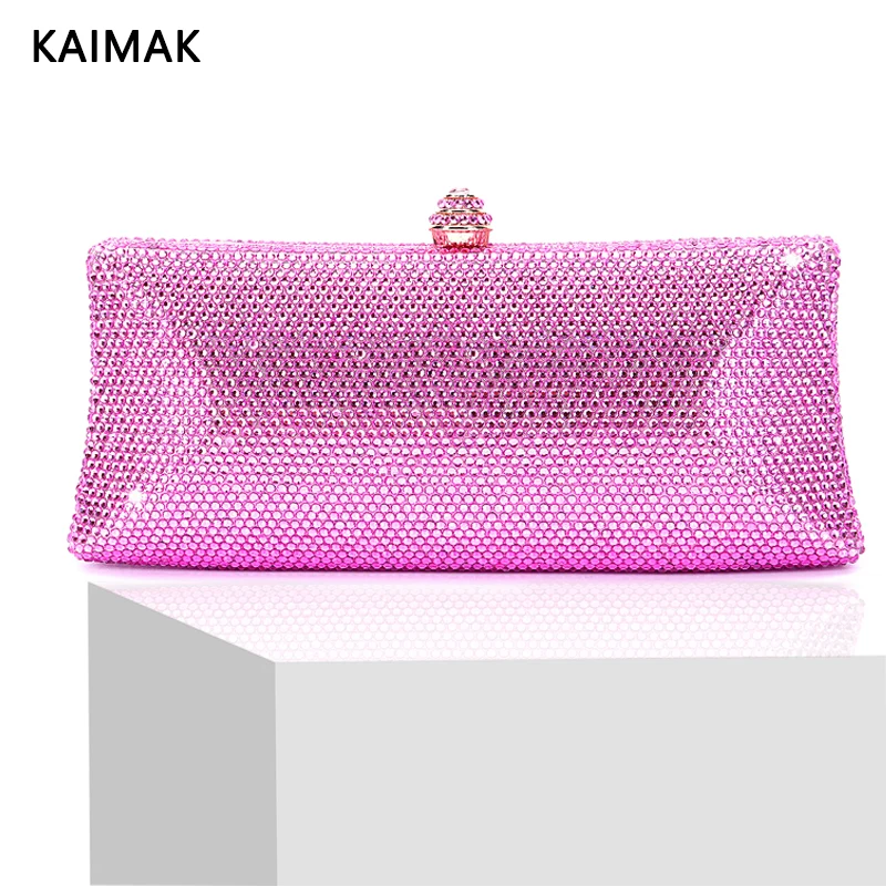 Fashionable pink Rhinestone Women's Bag Designer Clutch Party HandBag Wedding Evening bag Minaudiere Box Handbags and Purses