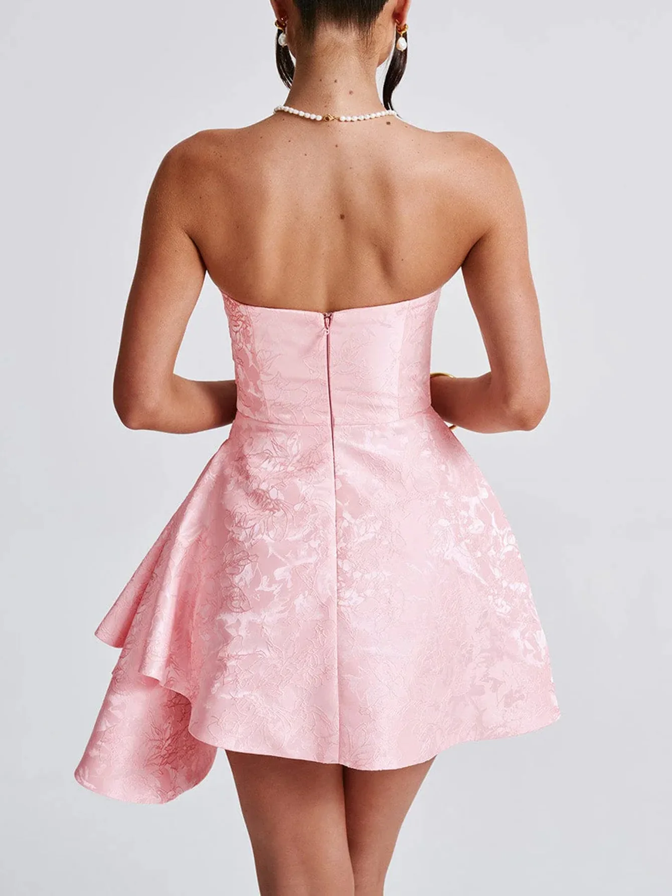 

Womens Dresses 2025 Spring New Solid Color Fashion French Jacquard Bandeau Sleeveless Sexy Backless Temperament Party Dress