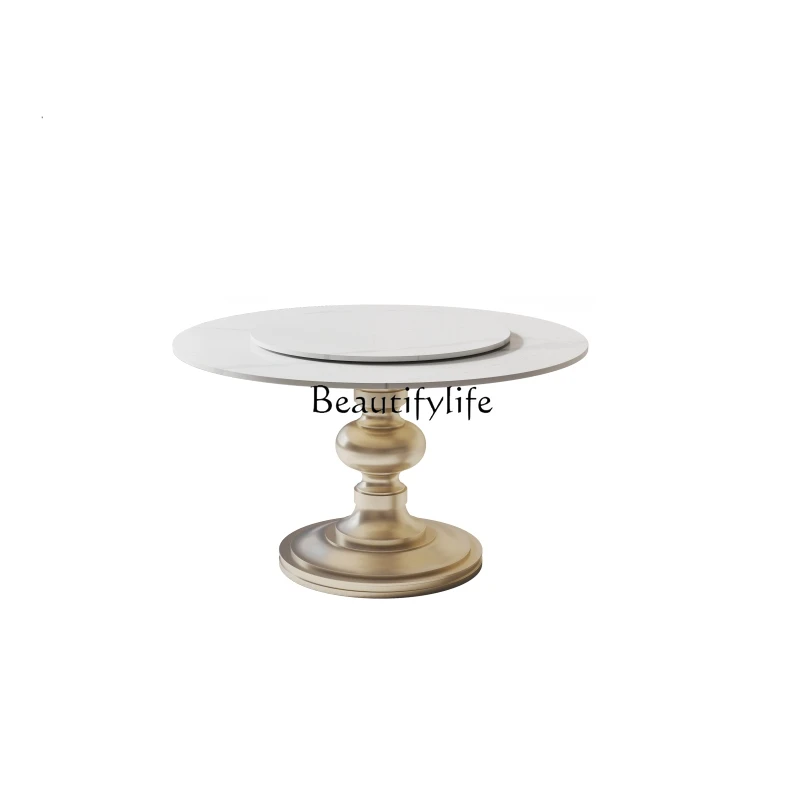 

American light luxury dining table light luxury high sense retro luxury restaurant furniture solid wood dining table