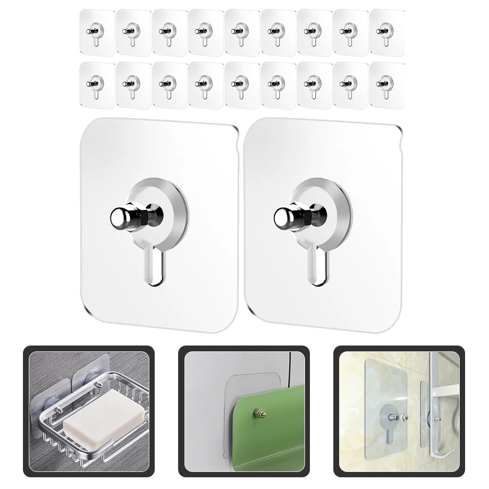 

20 Pcs Non marking Screw Stickers Premium Acrylic Strong Load bearing Wall Mount Hooks Bathroom Kitchen Storage Traceless No