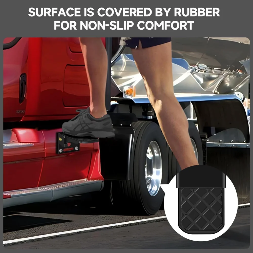 

2PCS RV Folding Truck Bed Step Anti-Slip Black For Campers Trailer Boat Bumper Pickup Truck Tailgate Ladder Exterior Accessories