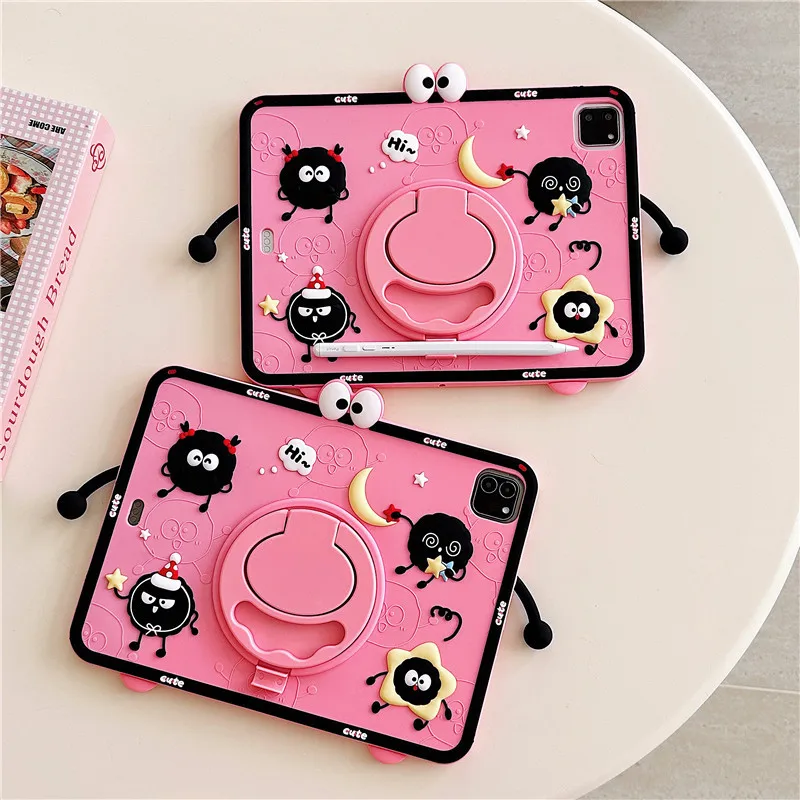 

Cartoon Silicone Case with Rotating Stand for IPad 11th A16 2025 Air7 11in Pro Cover Air4 5 10.9in 10th 9th 10.2inch Tablet Case