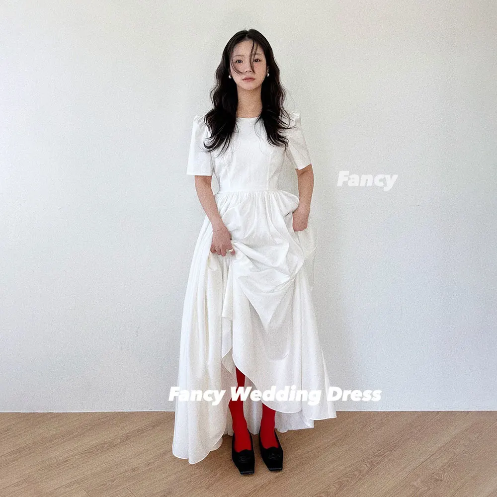 

Fancy Simple O Neck Korea Wedding Party Engagement Dresses Photography Taffeta A Line Evening Dress Corset Customized