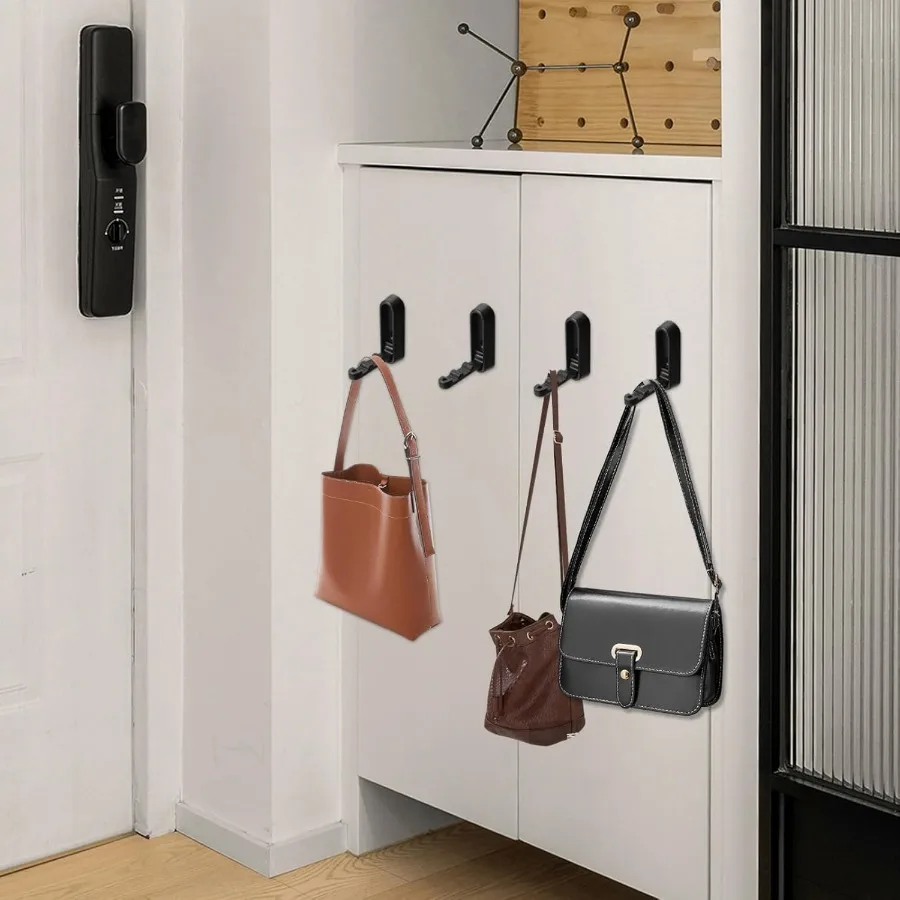 4 قطعة خطاف قابل للطي أسود قابل للطي جدار السنانير أدوات خادم للجدار أضعاف أسفل السنانير السوداء للملابس طوي جدار nt أدوات المورد #4