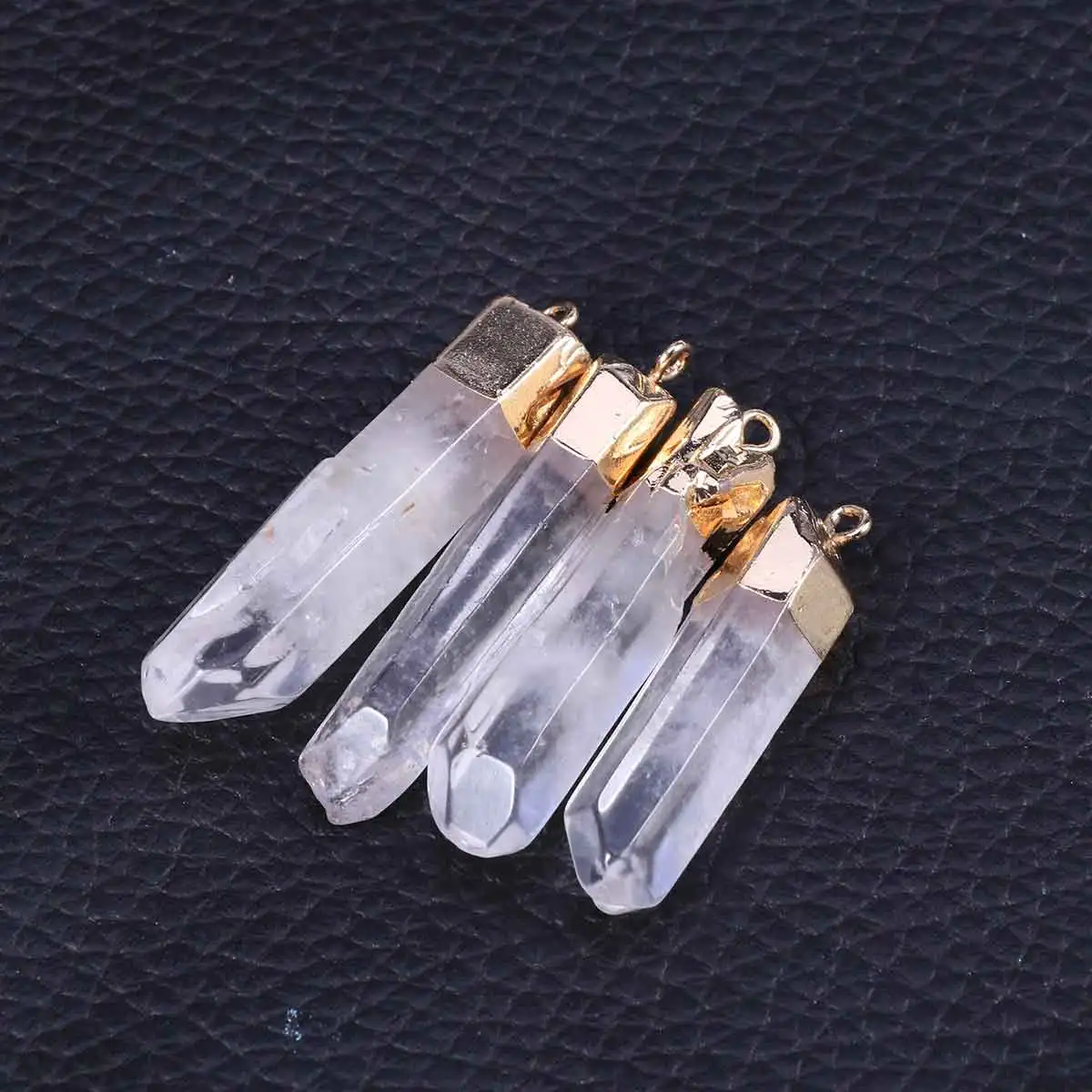 

4Pcs Natural Crystal Quartz Pendants Assorted Stone Charms DIY Jewelry Making Accessories Gift Kit DIY Accessories