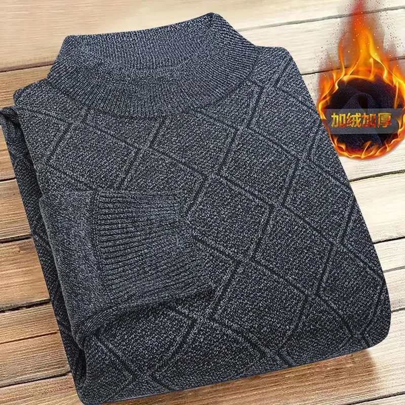 Herbst Winter Warme Pullover Männer Pullover Fleece Dicken Strick Jumper Runde Hälse Lange Ärmel Lässige Strickwaren Pullover Männer