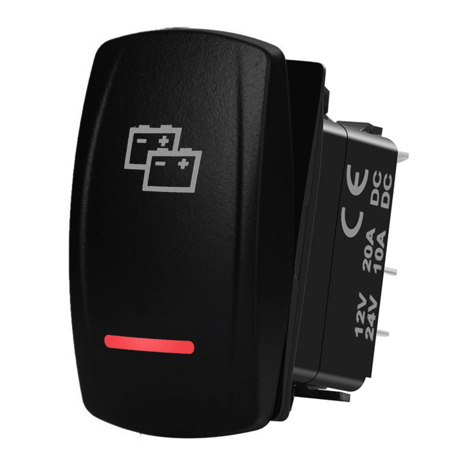 Battery Rocker Switch Waterproof IP68 5Pin SPST ON-OFF 2 Positions 12V 20A 24V 10A For Marine Boat Yatch Car