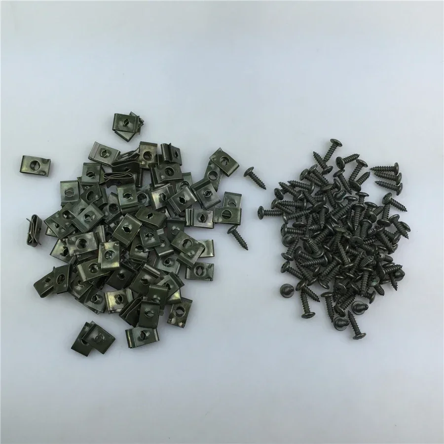 100pcs Motorcycle Electric Car Tapping Screws Plastic Parts Mounting Screws Clip Iron 4.8x16mm Clip card screw card