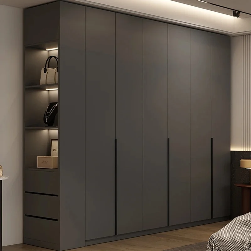 

Eco-Friendly Modern Black Glass Wardrobe Closet with Storage Cabinets for Luxury Bedroom