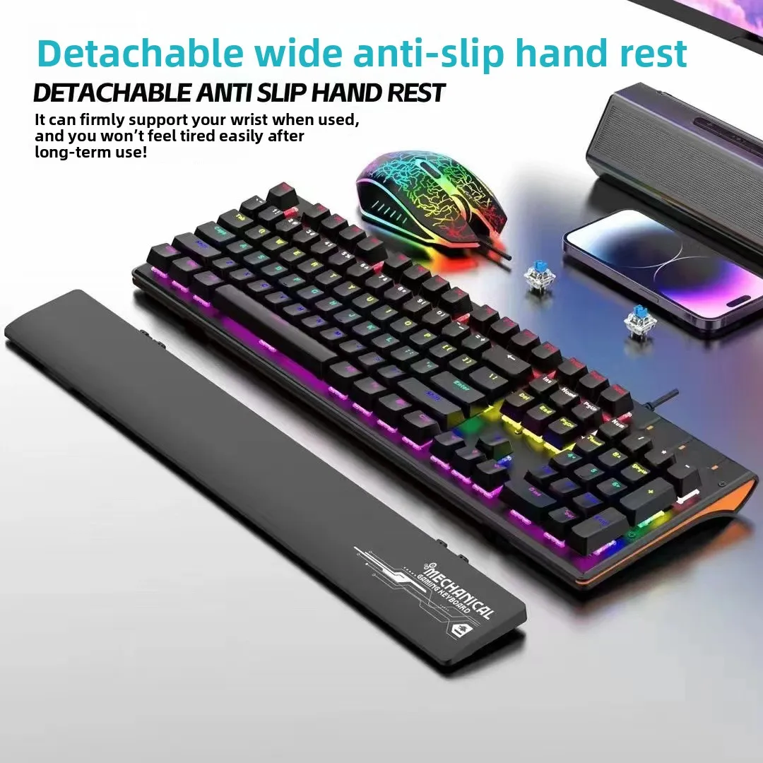 

Механическая клавиатура Deyilong deiogDY-105 проводная, для офиса, киберспорта и игр, для настольного компьютера, RGB, настоящая механическая.