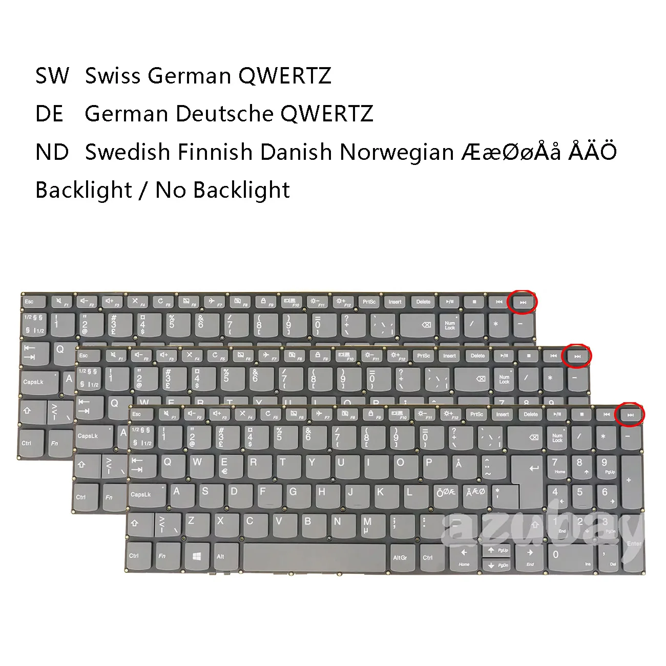 

Swedish Finnish Danish Norwegian Swiss CH German Keyboard For Lenovo Ideapad V330-15ikb V330-15isk V15-G1 IML V17-IIL Backlit/No