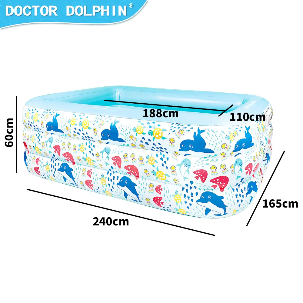 Piscina inflable para niños de 2,4 M, piscina inflable para el hogar de tres capas para niños, natación juguetona, vacaciones acuáticas de verano