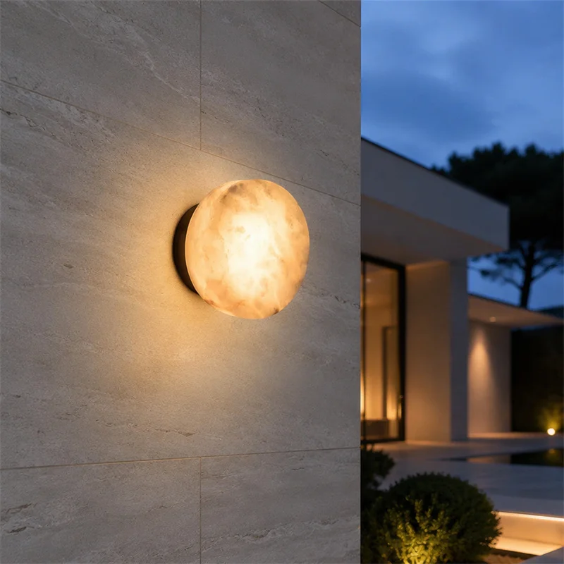 Modern Natural Alabaster Sconce Wall Lighting Room Living Bedroom Bed Decoration Wall Lamp Study Art Designer Marble Wall Light