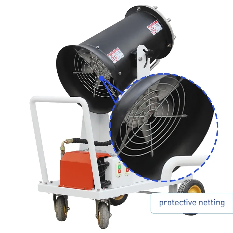 High Pressure Mobile Jet Spray Fan Workshop Dust Reduction Farm Deodorization Sprinkler Mist Fog Cannon Machine China Metal