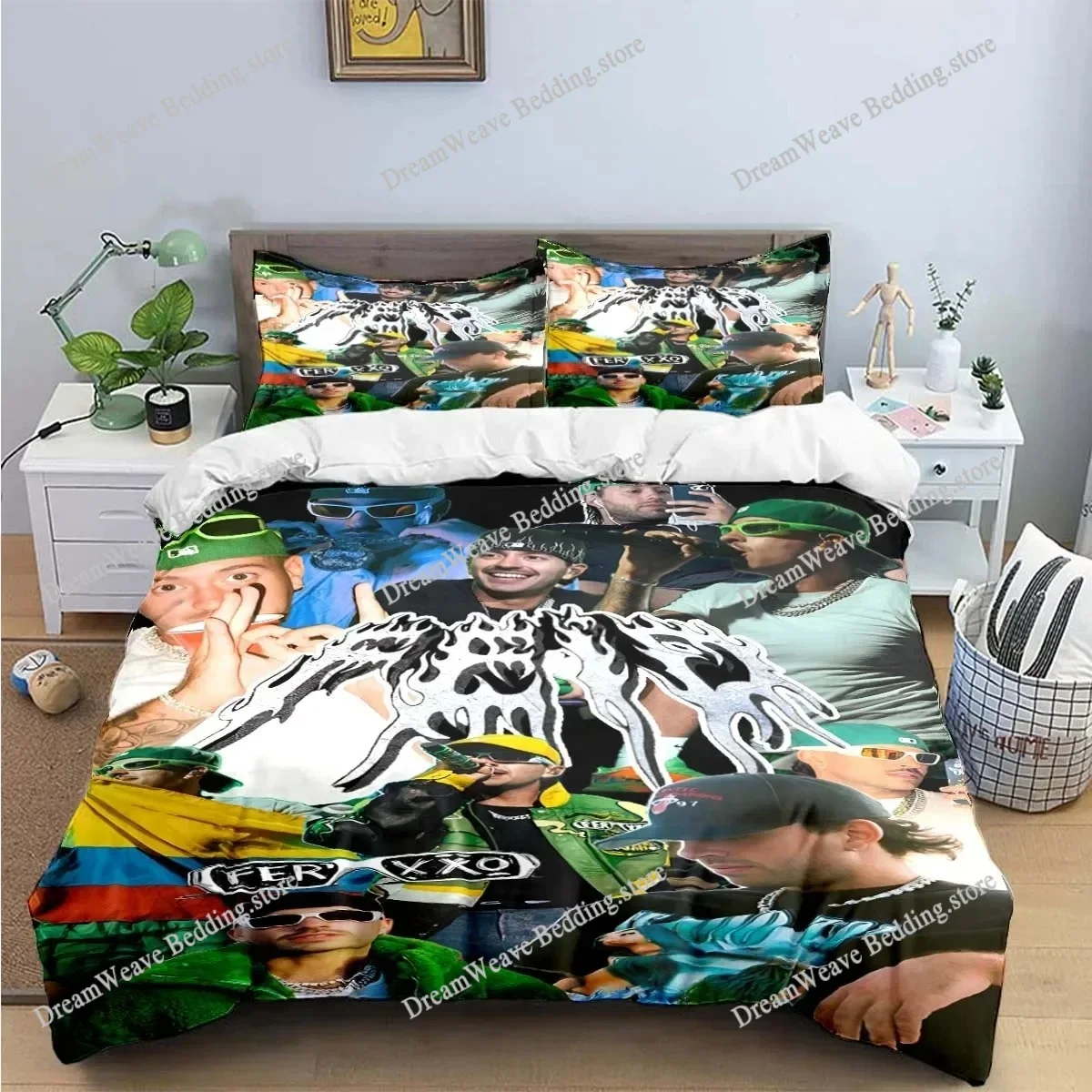 Fashion Pop Singer Ferxxo Feid Print Bedding Sets Bed Supplies Set Duvet Cover Bed Comforter Set Bedding Set Luxury BirthdayGift