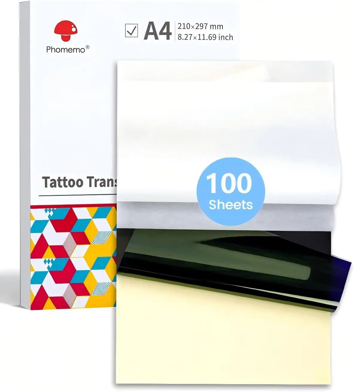 

A4 Tattoo Transfer Paper 100 Sheets - Thermal Stencil for Printers, DIY Tattoo Supplies