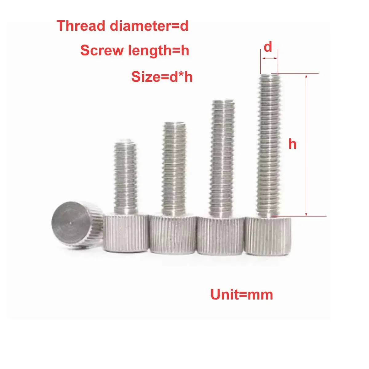 

304 Stainless Steel Round Hand Screw/Single Head Knurled Flat Head Bolt M2M2.5M3M4M5M6