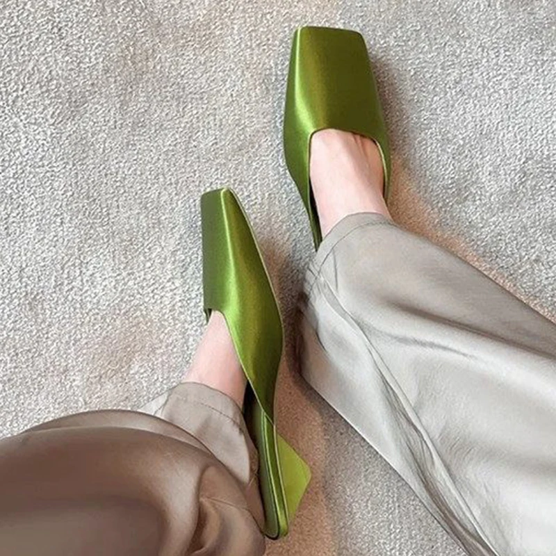 

Дизайнерские женские тапочки с квадратным носком, туфли-лодочки с открытой пяткой, элегантные сандалии на каблуке, женские летние брендовые модные туфли 2023 года, Zapatos Mujer