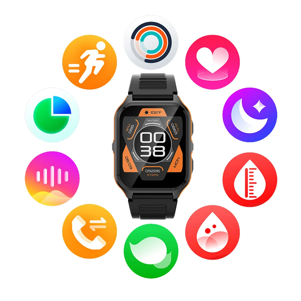 P73 Smart Watch 100+ Sports Modes Fitness Watch with Heart Rate Sleep Monitor Swimming Pedometer 1.83in IPS Screen for Men Women