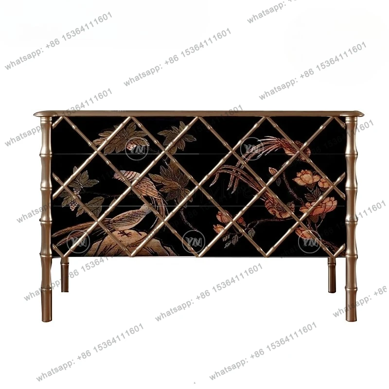 

Neoclassical solid wood cabinet painted locker large capacity porch cabinet villa