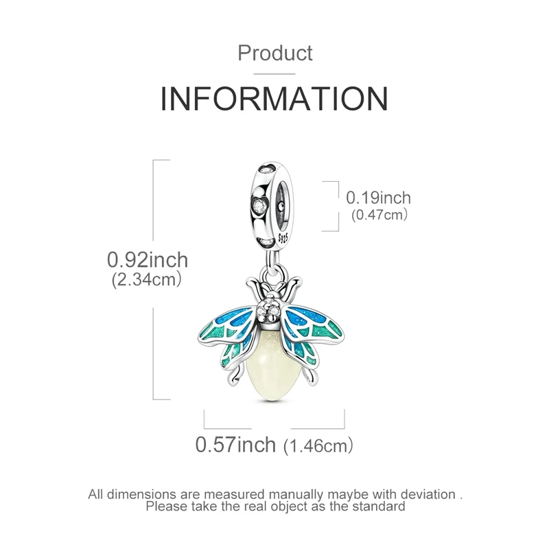 Charms Beads Glow in the Dark Firefly Dangle Plata Fit Original 925 Charms Bracelet Beads Jewelry Gifts for Women