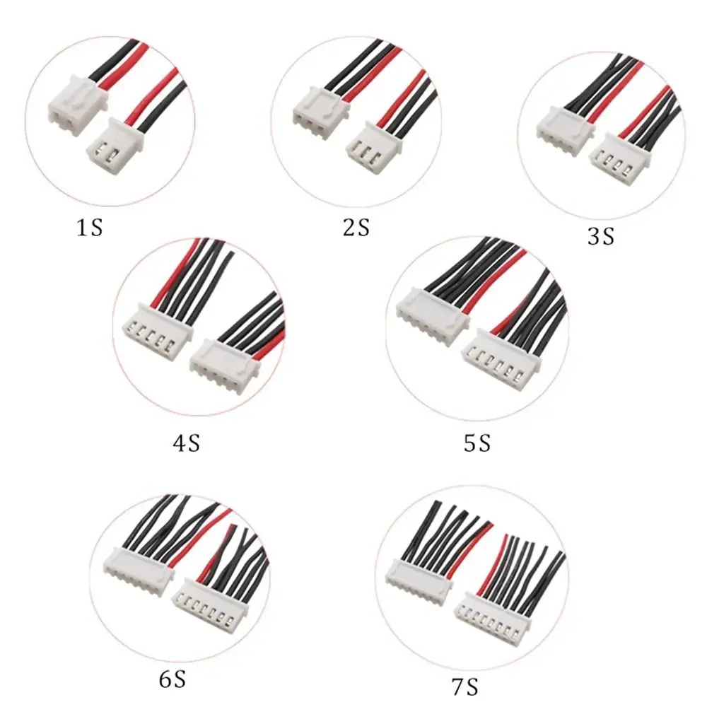 10CM RC Lipo Battery Balancer Charger Plug 1S 2S 3S 4S 5S 6S 7S 22AWG JST-XH Balancer Cable Aircraft Model Silicone