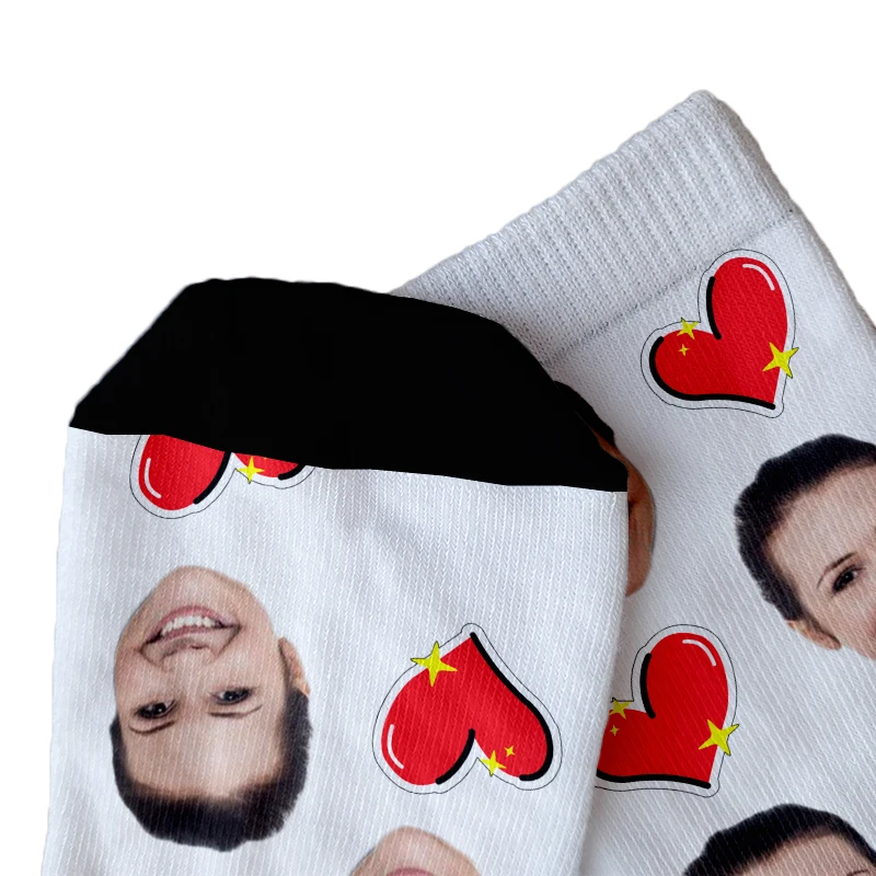 Fun custom socks heart with your photos men women casual novelty breathable face Socks personalized photo logo pet gift Socks