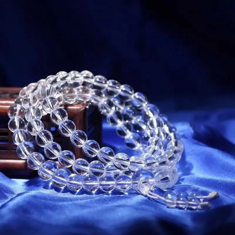 

Браслет из белого кристалла класса 8А с 108 бусинами, многокруглый многослойный мужской и женский браслет-четки