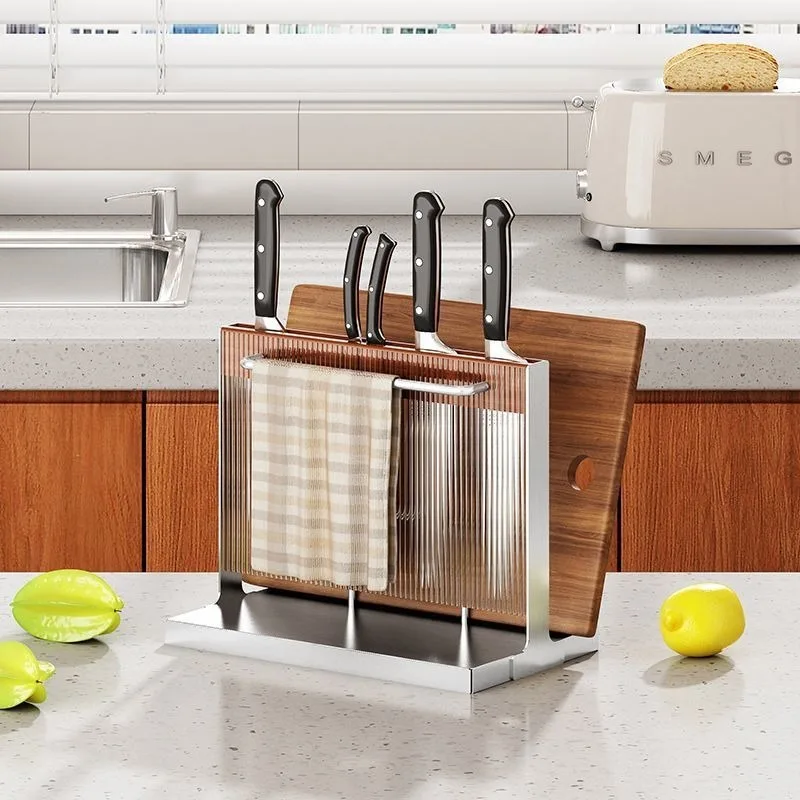 

High-end integrated kitchen rack, thickened stainless steel vegetable cutting board rack