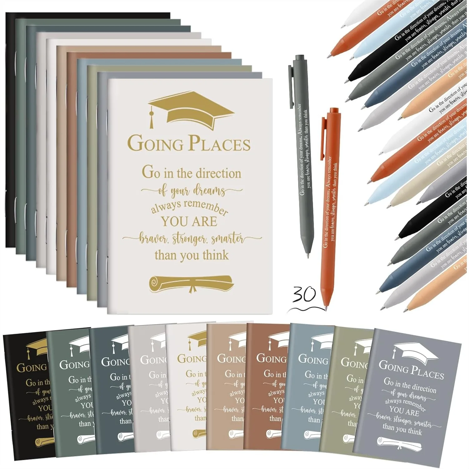 

60 Pcs 2026 Graduation Gifts Bulk Motivational Kraft Notebooks Ballpoint Pens Inspirational Mini Journal for Class of 2026