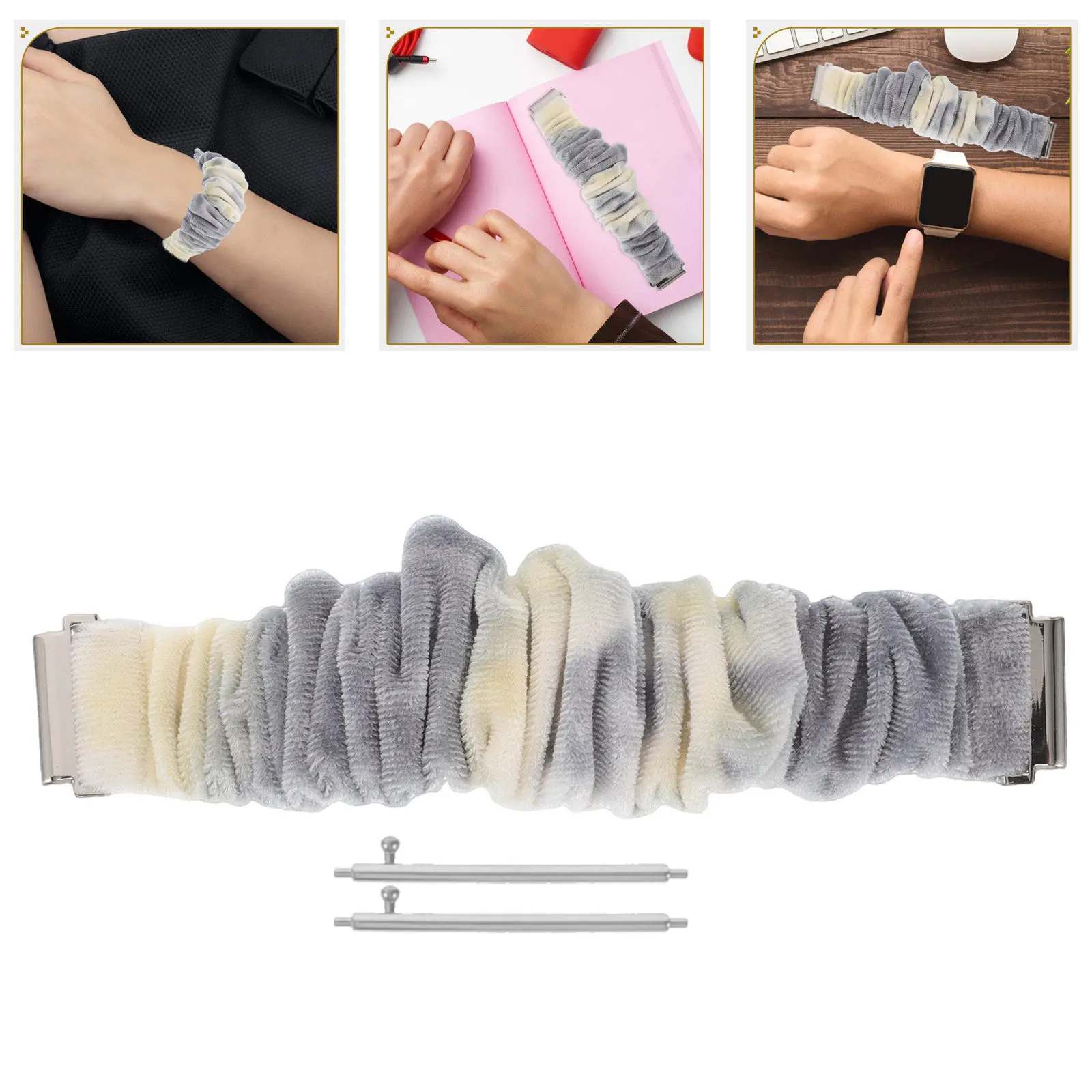 Elastic Scrunchie Watch Strap Compatible with Samsung Watches Fashionable Mesh Design Soft Comfortable Secure Fit Replacement