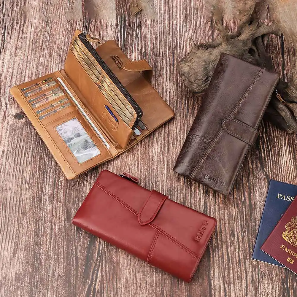 New Women Wallet Genuine Leather Purse Female Long Wallet Pouch Handbag For Women Coin Purse Card Holders Clutch Bag Zipper 2022