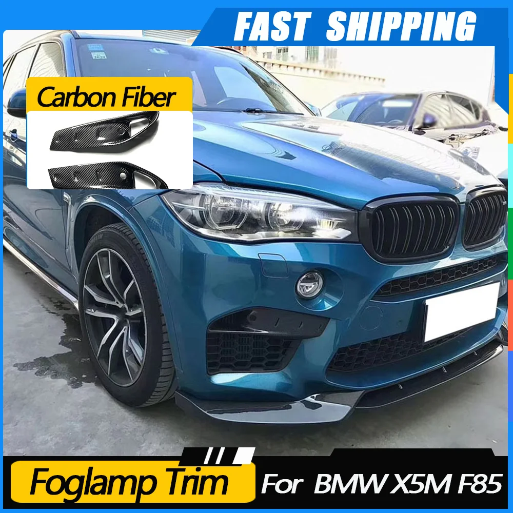 

JMCARCOOL Dry Carbon Fiber Front Foglamp Trim Eyelids Air Vent Grill Frame Decoration Cover For BMW X5M F85 X6M F86 2015 -2019