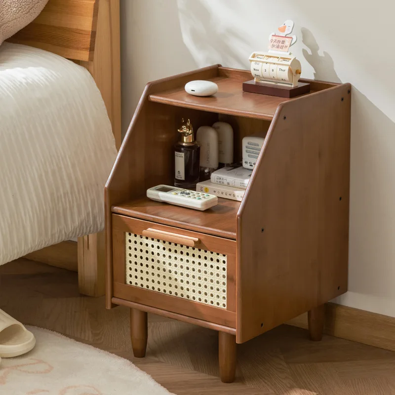 

Средневековая прикроватная тумбочка из цельного дерева, простая современная прикроватная тумбочка для спальни, мини-новая китайская бревенчатая маленькая шкафчик для хранения