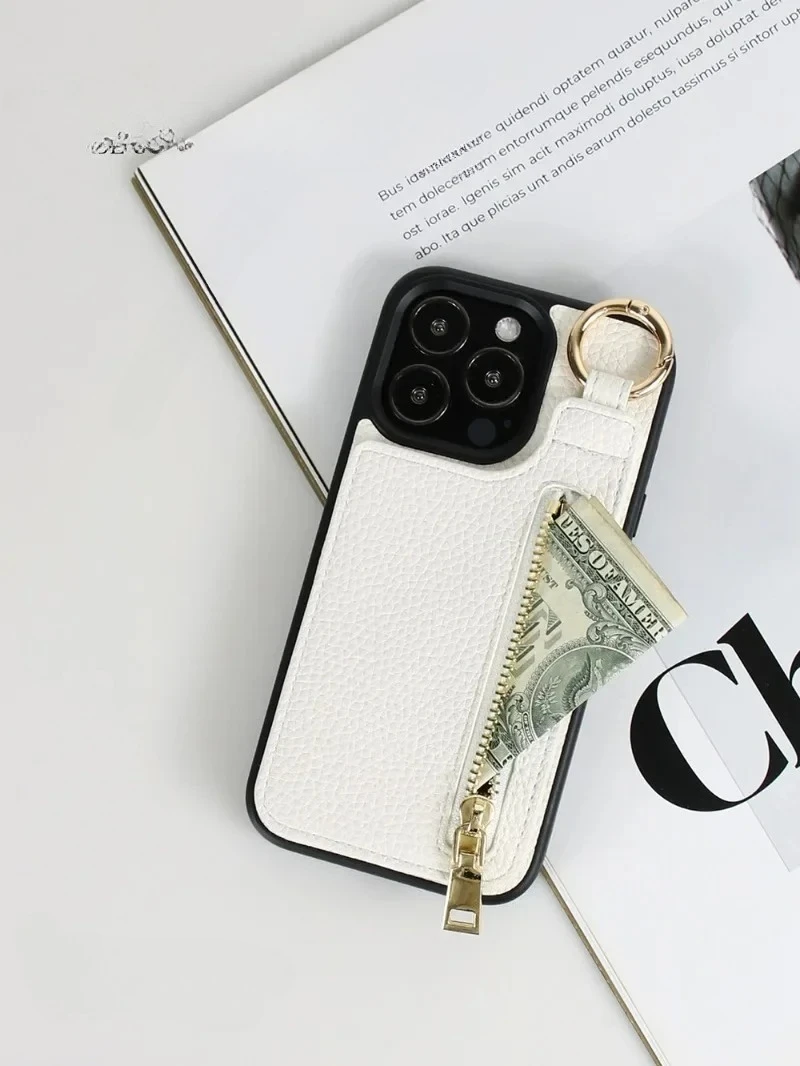 

New for iPhone 16ProMax Phone Case 15Plus Card Insertion 14 Coin Wallet 13 Ring Holder 12Anti Drop 11 All-round Protective Cover