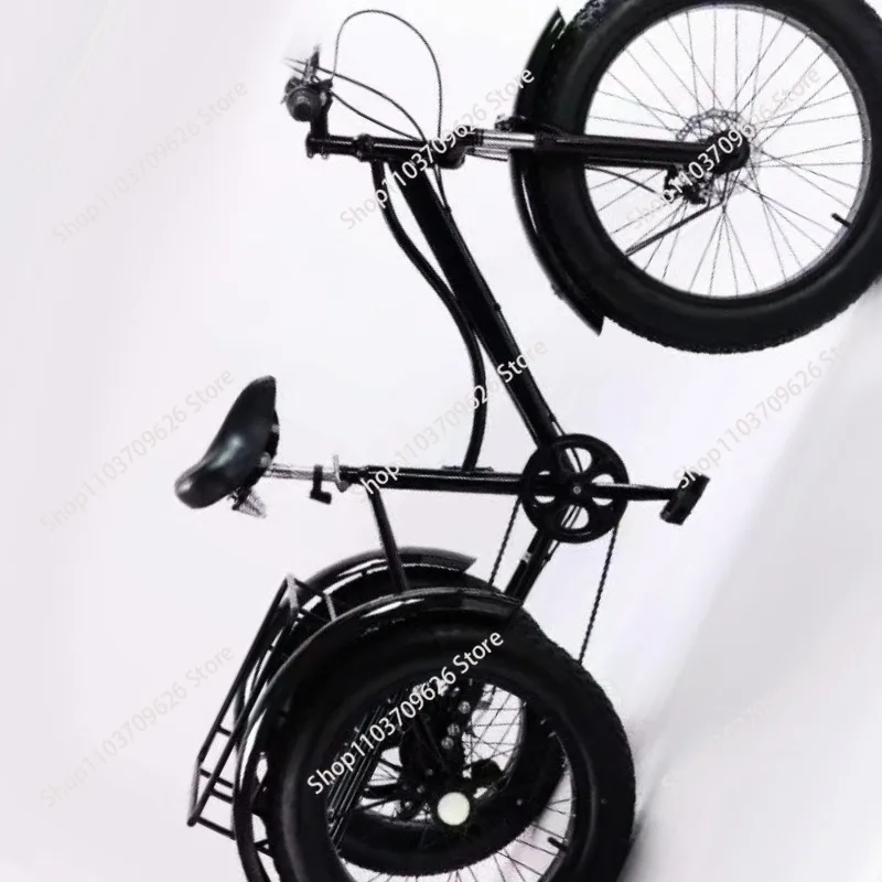 New pedal tricycle 24-inch fat tire tricycle, snow tricycle adult and elderly vegetable basket car
