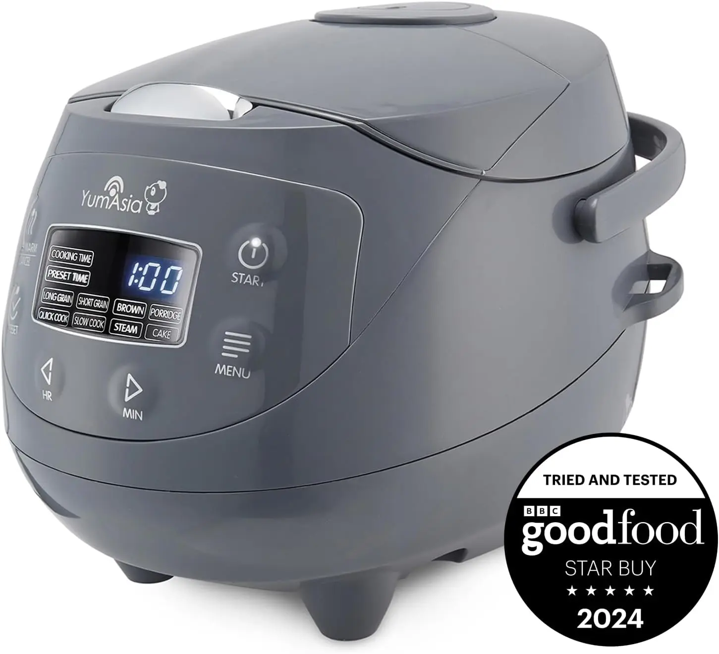 Panda Mini-Reiskocher mit Ninja-Keramikschüssel und Advanced Fuzzy Logic (3,5 Tassen, 0,63 Liter), 4 Multicooker-Funktionen – 120 V