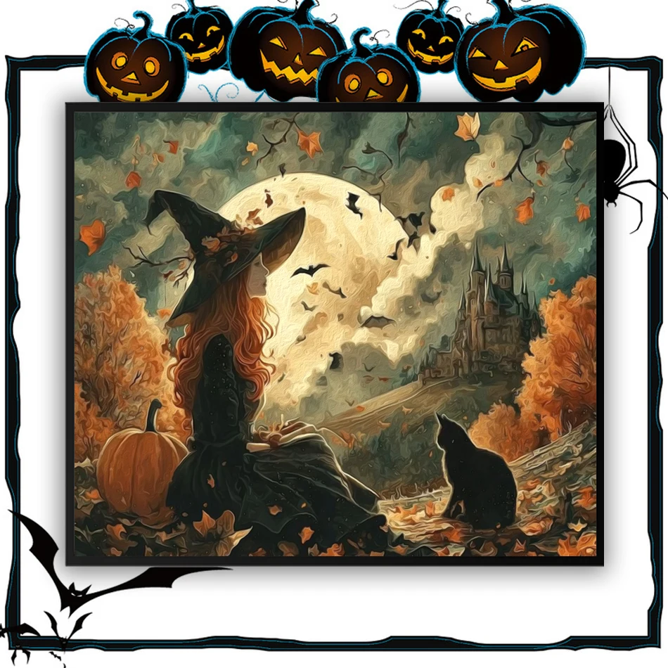 

GATYZTORY Painting Paints By Numbers Witch Moon Night Scenery Crafts Supplies Adults digital oil painting Drawing Acrylic Paints