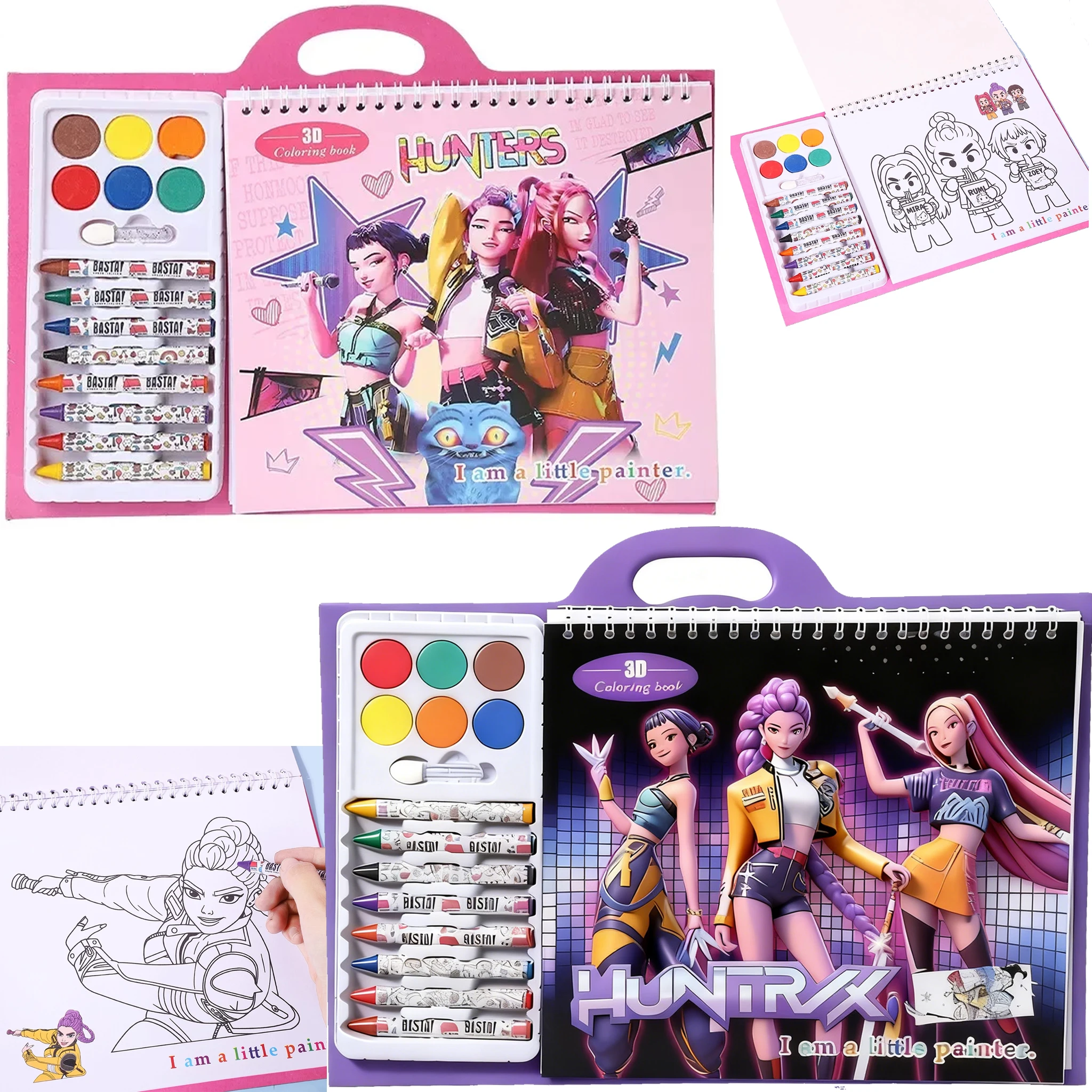 Huntrix KPOP Graffiti-Malbuch für Kinder, pädagogisches Malbuch mit Buntstiften, Malbuch