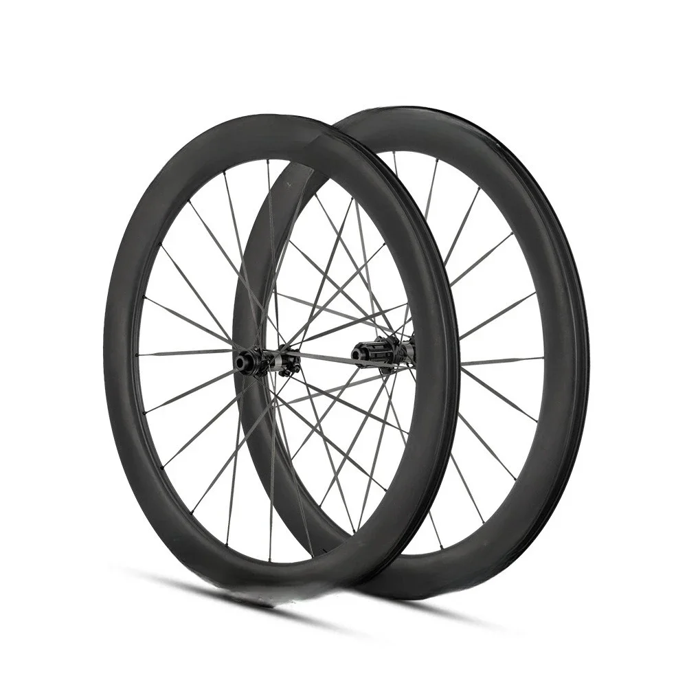 Road bicycle carbon fiber rim 700C wheel set carbon fiber flat spoke 54T ratchet middle lock disc brake