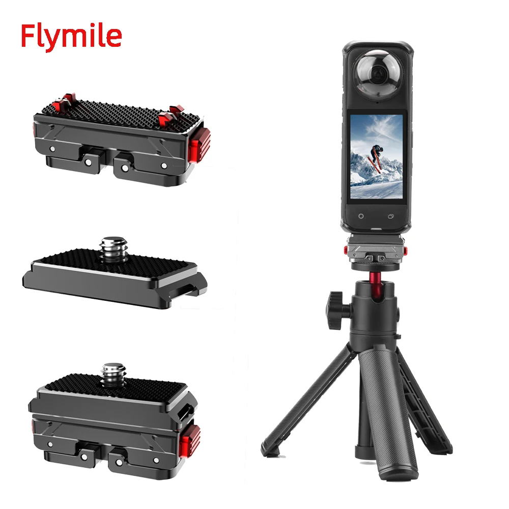 

Flymile Magnetic Quick Release Mount for Insta360 X5/X4/Ace Pro 2 1/4 Screw Hole Aluminum Alloy Selfie Stick/Tripod Adapter base