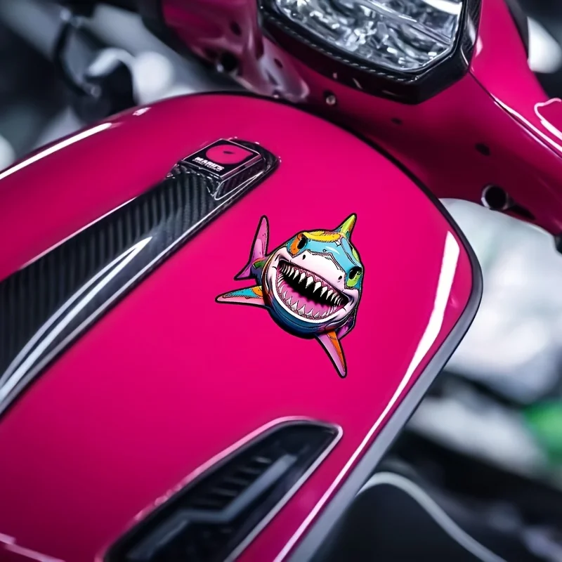 Colorful Dopamine Shark Reflective Vinyl Sticker,Waterproof Decal for Car Motorcycle Scooter PC Case Decor,Holiday Gift