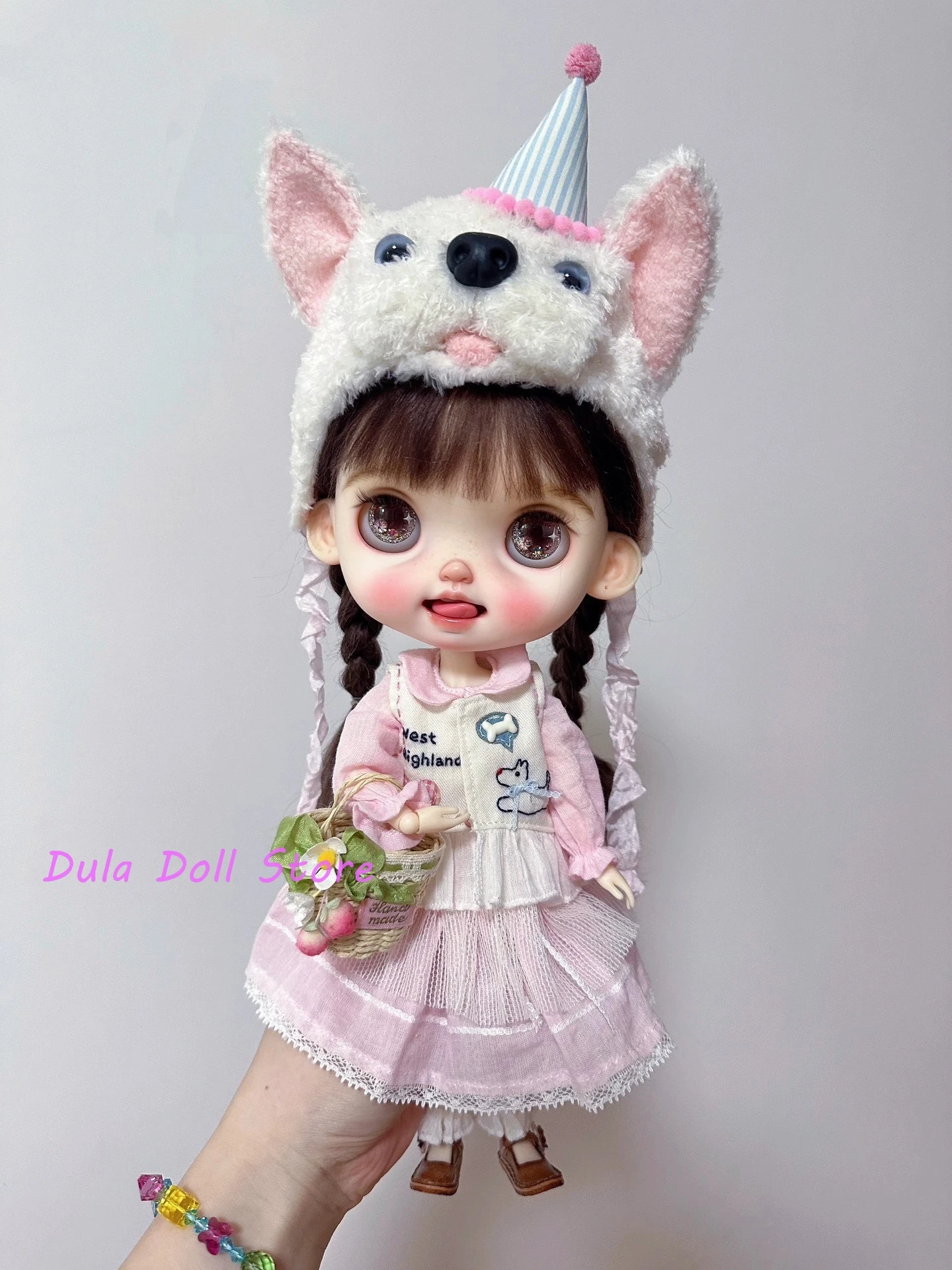 

Dula Doll Clothes pink dog Dress Blythe ob24 ob22 Azone Landoudou Landazz 1/6 Doll Accessories