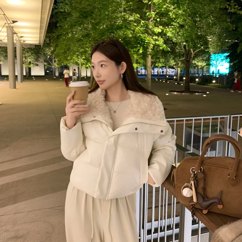 سترة كلاسيكية سميكة من جلد الضأن الصناعي من جلد البولي يوريثان للنساء شتوية Y2K ملابس الشارع الشهير معاطف للدراجات النارية Bf ملابس خارجية أمريكية دافئة 2025