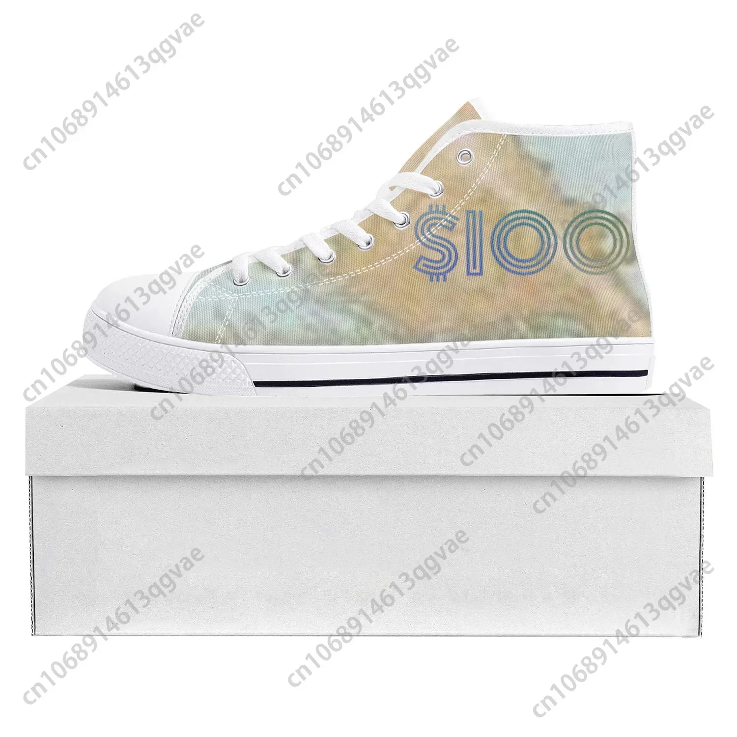 Dollar Printed Popular High Top High Quality Sneakers Mens Womens Teenager Canvas Sneaker Casual Couple Shoes Custom Shoe White