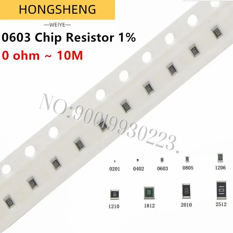 

100pcs 0603 1% SMD 1/10W chip resistor resistors 0 ohm ~ 10M 0R 1K 4.7K 4K7 10K 100K 1 10 100 220 ohm 0R 1R 10R 100R 220R 330R