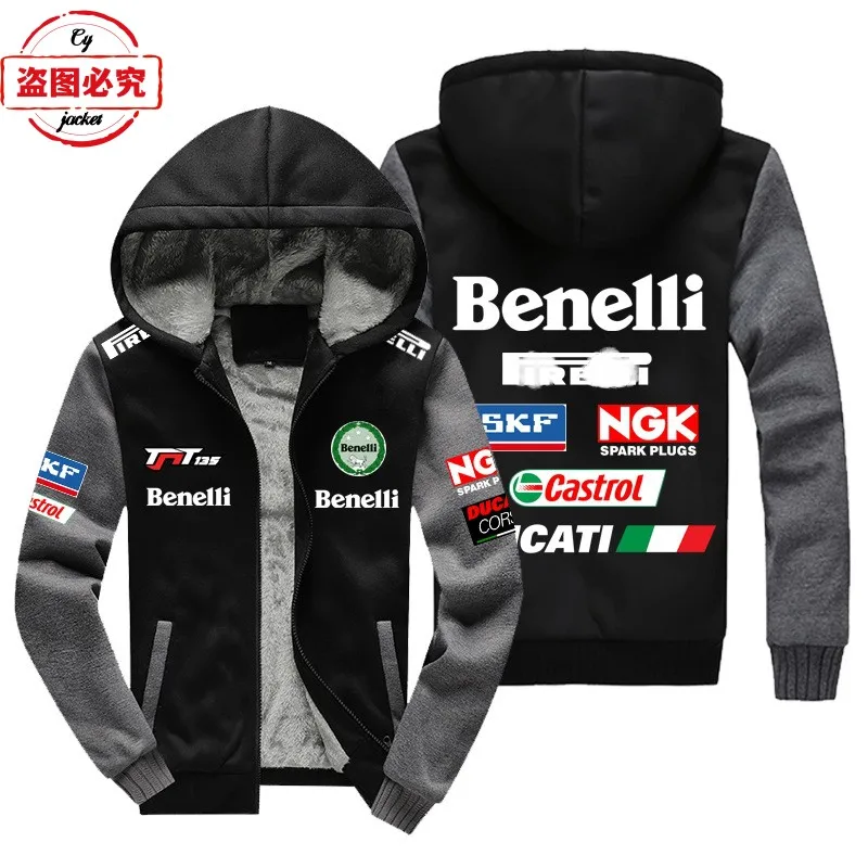 Benelli Motorcycle Logo Cycling Suit Men's Velvet Hoodie Jacket Group Wear Benelli Team Clothing