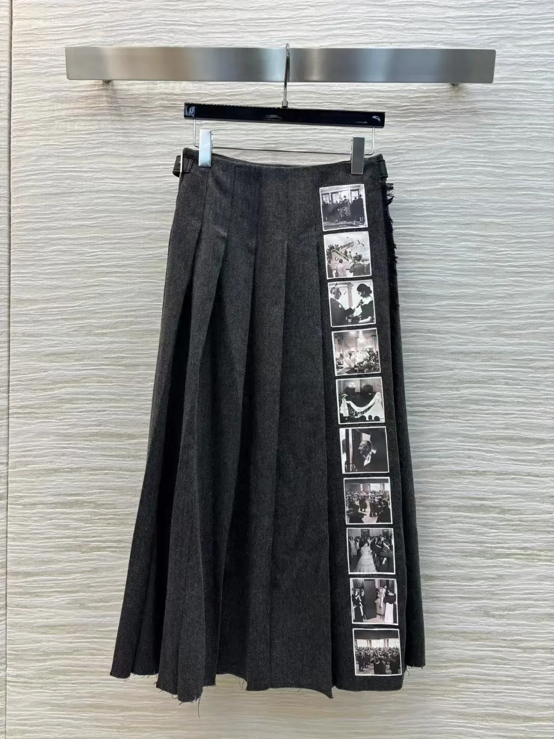 High end customized women's 2025 early spring new woolen pleated skirt