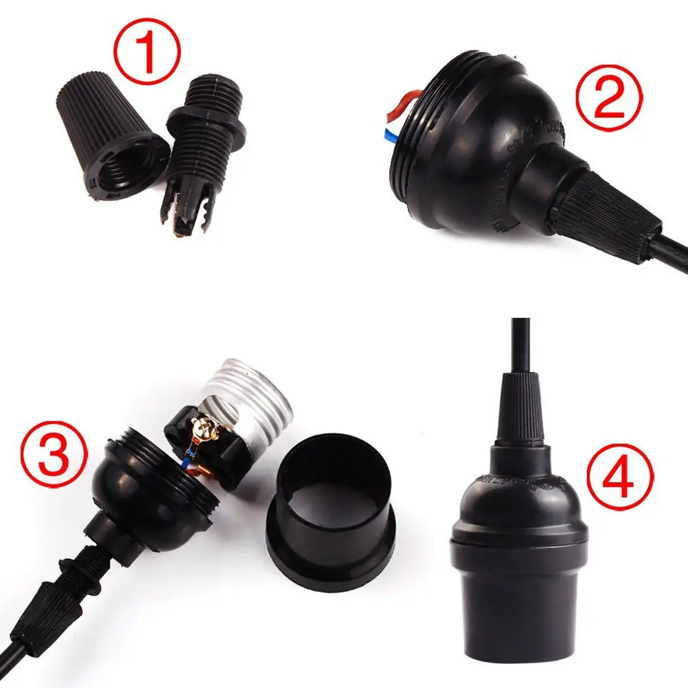 6Pcs E26 E27 Lamp Holder Screw Base Black Ceiling Light Adapter Suitable for Retro Home Office Restaurant Decoration
