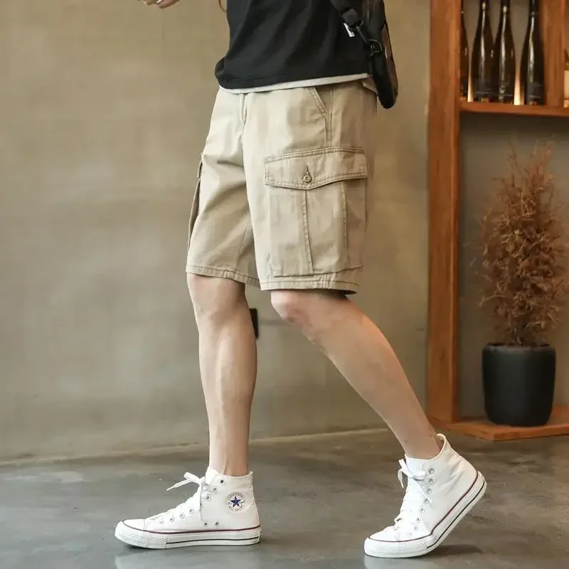 Bermuda Short Pants for Men with Pockets Half Khaki Mens Cargo Shorts Luxury Strech Front Pocket Comfortable Summer Designer Y2k